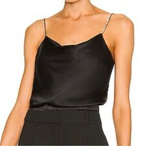 Cinq à Sept Navy Satin Tank Top